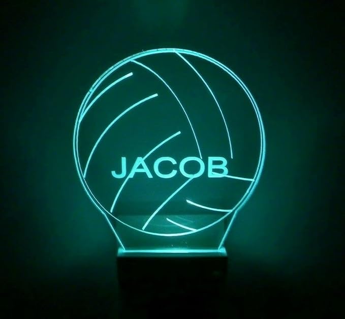 Night Light Multi Color Personalized LED Plug-in, Ultra-Slim Touch Night Light with Smart Dusk to Dawn Sensor, Kids Children's Bedroom, Kitchen, Bathroom, Hallway, Play Room Variations (Volleyball)