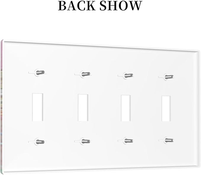 Light Switch Cover Boho Patchwork Bohemian Stitching Colorful Floral 4 Gang Switch Plate Quad Toggle Wall Plates Decorative Switchplate Electrical Outlet Cover Plates for Bathroom Home Decor