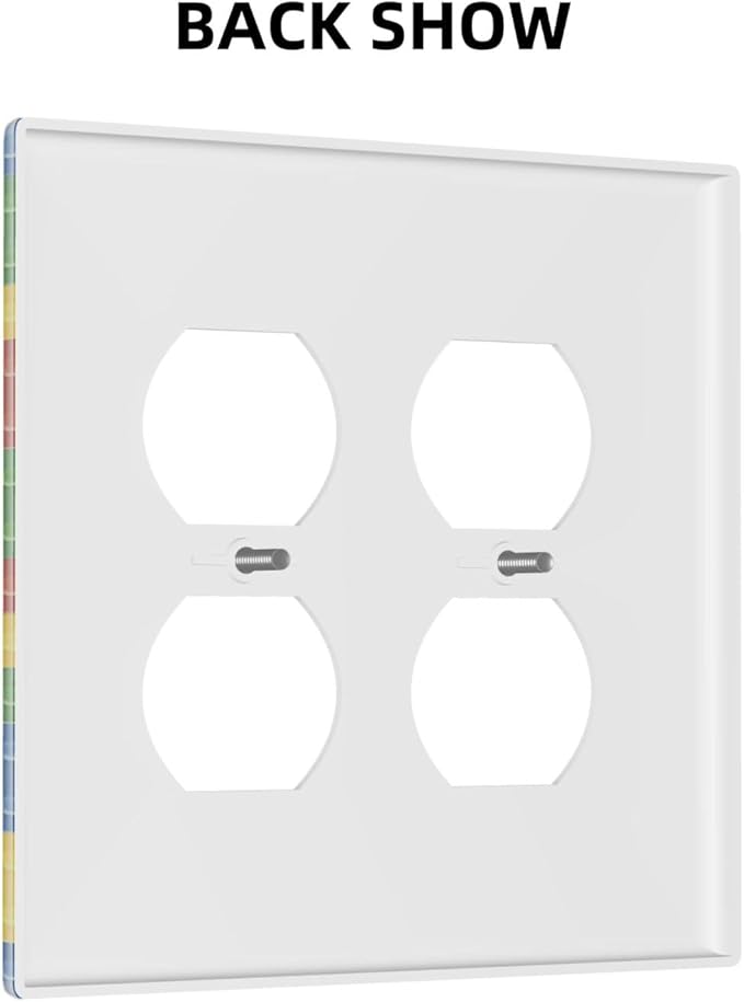 Outlet Covers Colorful Building Block 2 Gang Decorative Light Switch Cover Double Duplex Wall Plates Switch Plates Electrical Socket Covers for Kids Room Home Decor
