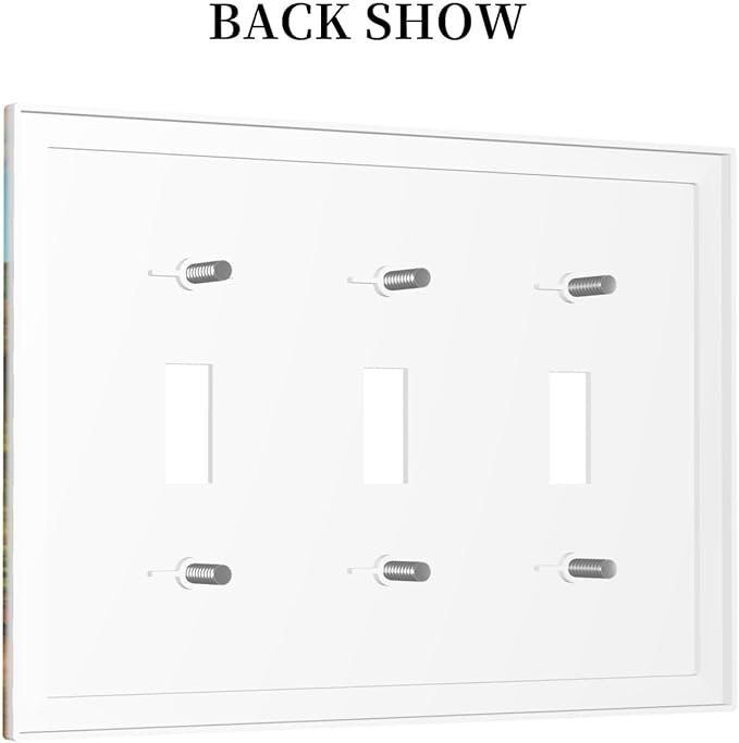 Light Switch Cover Sunset Beach Palm Tree Seascape 3 Gang Wall Plate Triple Light Switch Plate Tropical scenery Toggle Decorative Outlet Covers Electrical Switchplate for Bathroom Home Decor