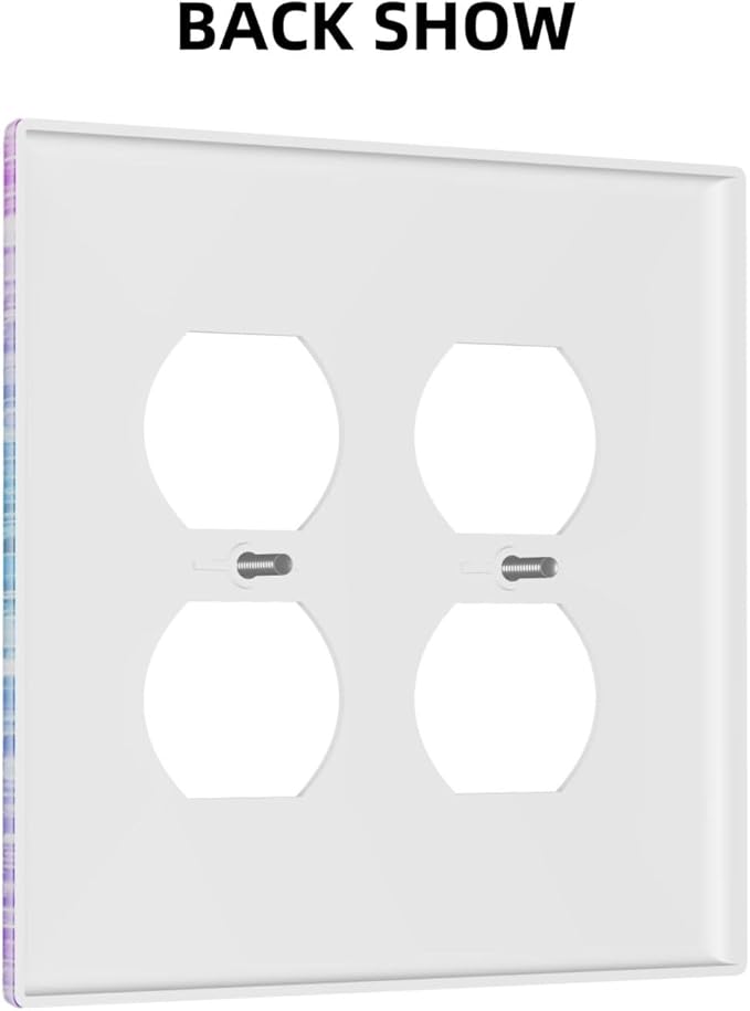 Light Switch Cover Plate Fantasy Colorful Glitter Blue Purple Gradient 2 Gang Socket Covers Double Duplex Wallplates Switch Plates and Outlet Covers for Kids Room Home Decor