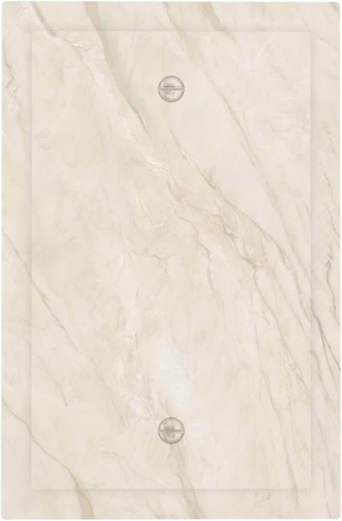 White Taupe Marble Abstract Luxury Light Switch Cover Plate 1 Gang No Device Blank Electrical Wall Plates Faceplate Decorative Switch Plate Covers for Bathroom Kitchen Home Decor