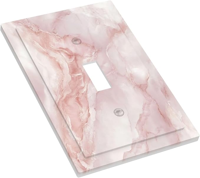 Light Switch Cover Plate Pinkish-White Marble Abstract Luxury Elegant 1 Gang Wall Plate Cover Single Toggle Outlet Covers Decorative Switch Plate Covers Electrical Faceplate for Bathroom Home