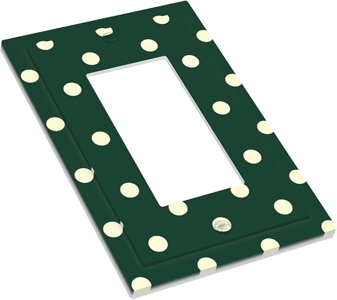 Hunter Green Polka Dot Single Rocker Switch Cover - 1-Gang Standard US Size Retro Preppy Light Switch Covers, Vintage Emerald Dot for All Room Home Decor