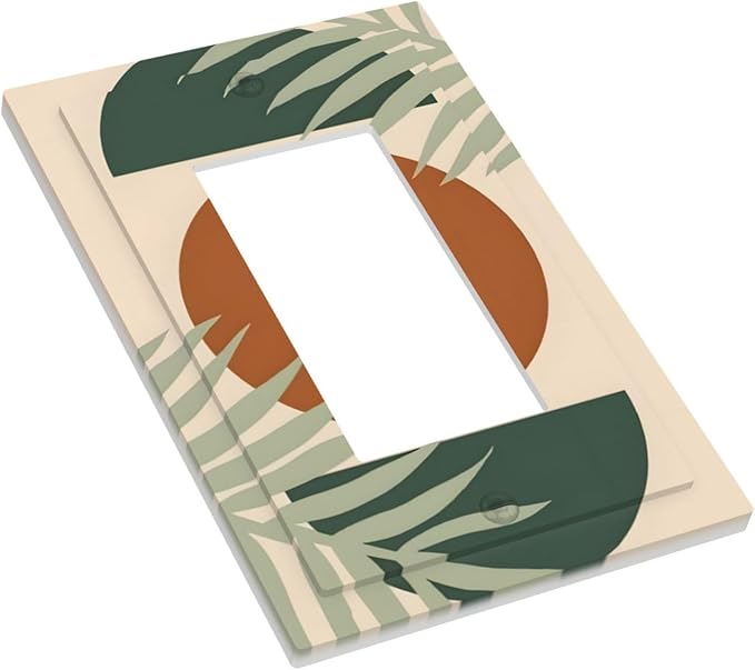 Outlet Covers Vintage Boho Sun Leaf 1 Gang Duplex Light Switch Cover Plate Decorative Wall Plates Electrical Switchplate Receptacle for Bathroom Bedroom Decor（2 Pack）