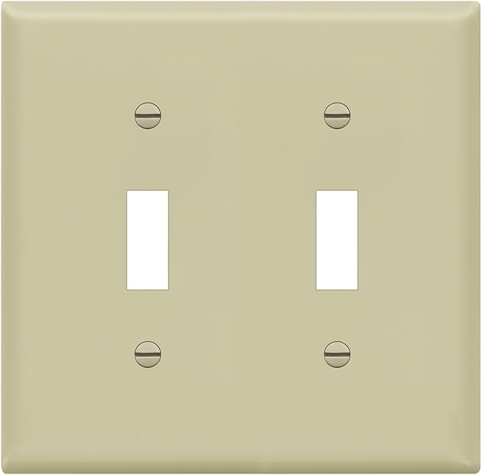 ENERLITES Toggle Light Switch Wall Plate, Gloss Finish, Size 2-Gang 4.50" x 4.57", Unbreakable Polycarbonate Thermoplastic, 8812-I, Ivory