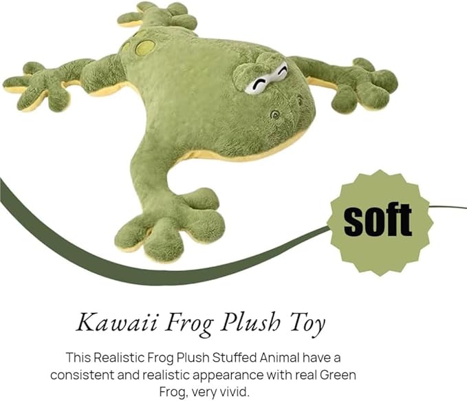 Giant Frog Stuffed Animal Plush, Soft Large Frog Plush, Kawaii Big Stuffed Green Frog Pillow for Kids Children (47.2in)