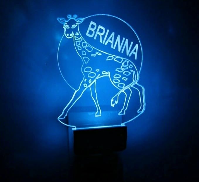 MIRROR MANIA Night Light Multi Color Personalized LED Plug-in, Ultra-Slim Touch Night Light Smart Dusk to Dawn Sensor, Kids Children's Bedroom Kitchen Bathroom Hallway Play Room Variations (Giraffe)