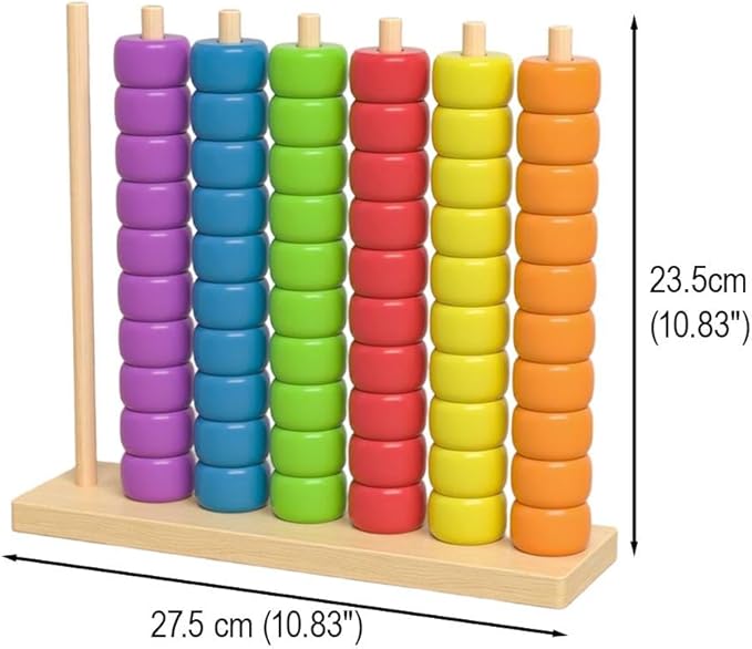 Color Stack Challenge, Wooden Color Matching Stacking Puzzle Game, Color Recognition Sensory Tabletop Brain Teaser Educational for Ages 3 and Up Boys Girls Gift
