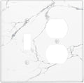 Luxurious White Marble Abstract Print Wallplates 1 Toggle 1 Duplex Switch Plate Electrical GFCI Faceplate Decorative Light Switch Covers for Bathroom Kitchen Bedroom Decor
