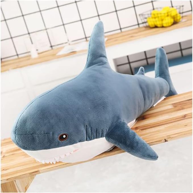 OUKEYI 30 Inch Giant Shark Stuffed Animal Pillow, Soft Shark Toys Big Shark Plush Pillows for Kids,Comfortable Sleeping Pillow Back Cushion Doll Gift for Kids(Blue)