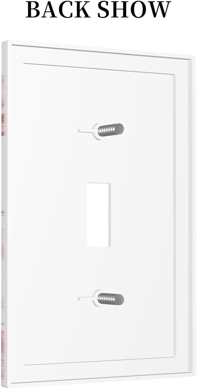 Pink Floral Wild Flowers Watercolor Plants Decorative Light Switch Cover 1 Gang Single Toggle Device Electrical Faceplate Switchplates Decorator Outlet Wall Plate for Bedroom Living Room Decor