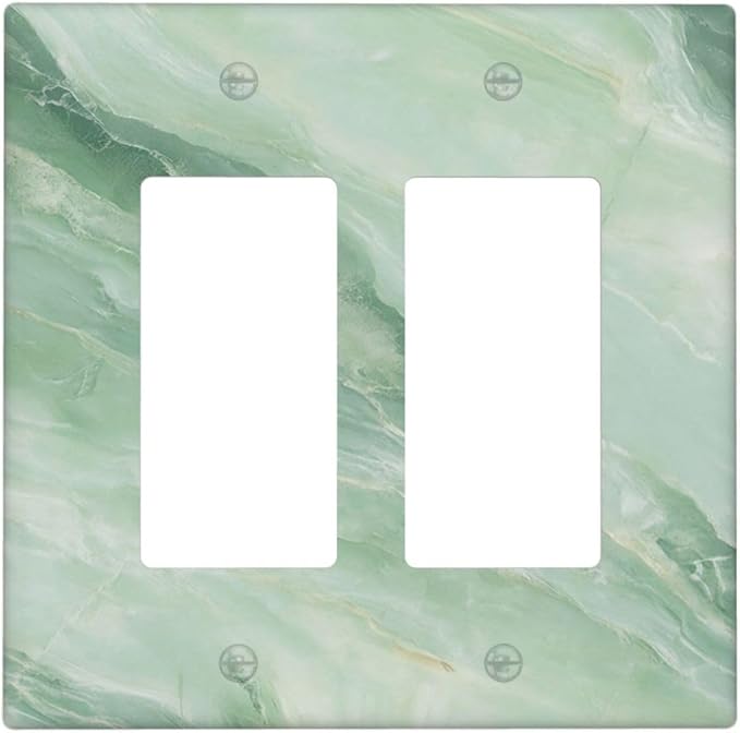 Outlet Covers Green Marble Luxury Abstract 1 Gang Duplex Light Switch Cover Plate Decorative Wall Plates Electrical Switchplate Receptacle for Bathroom Bedroom Decor（2 Pack）
