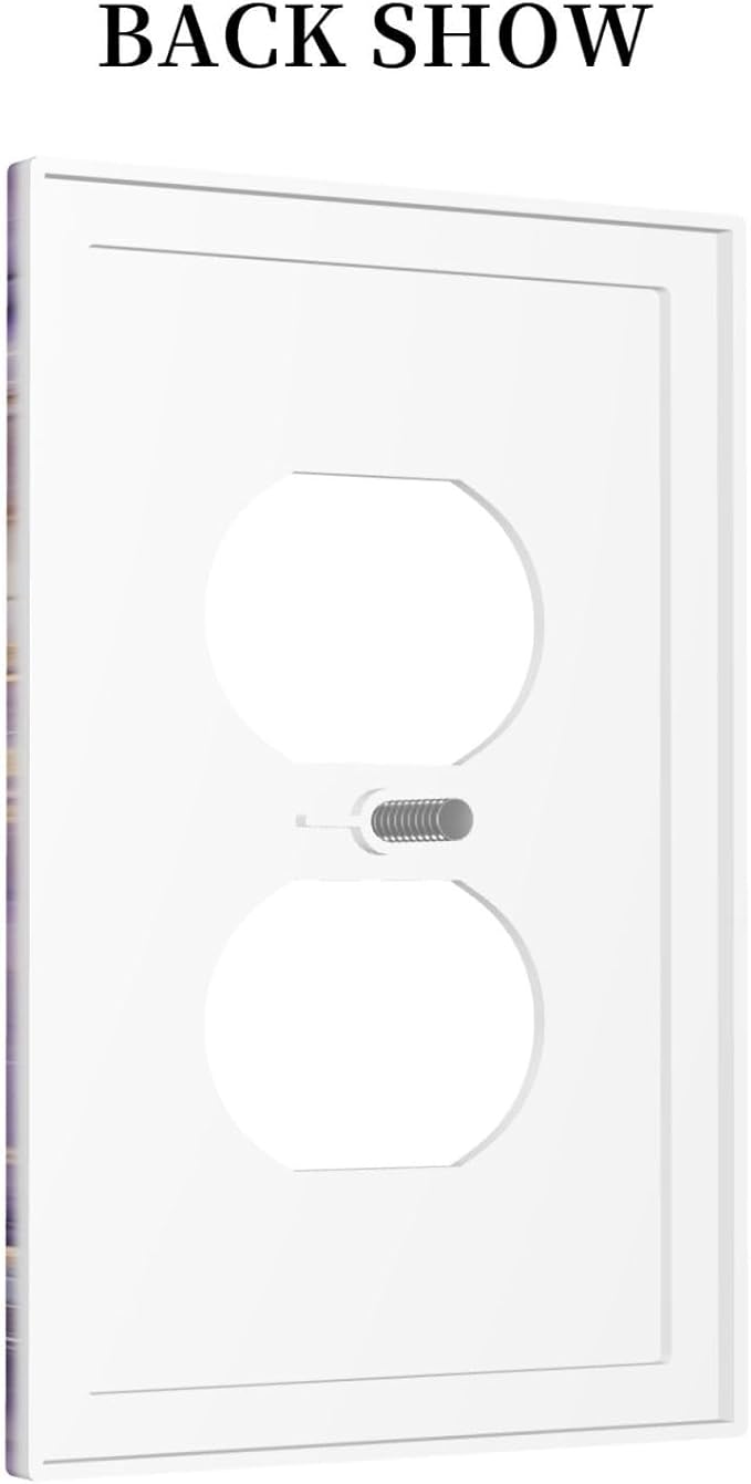 Luxury Marble Texture Purple And Gold Abstract Print Outlet Covers 1 Gang Duplex Light Switch Cover Decorative Switch Plates Electrical Receptacle Faceplate Wall Plate for Bathroom Home Decor