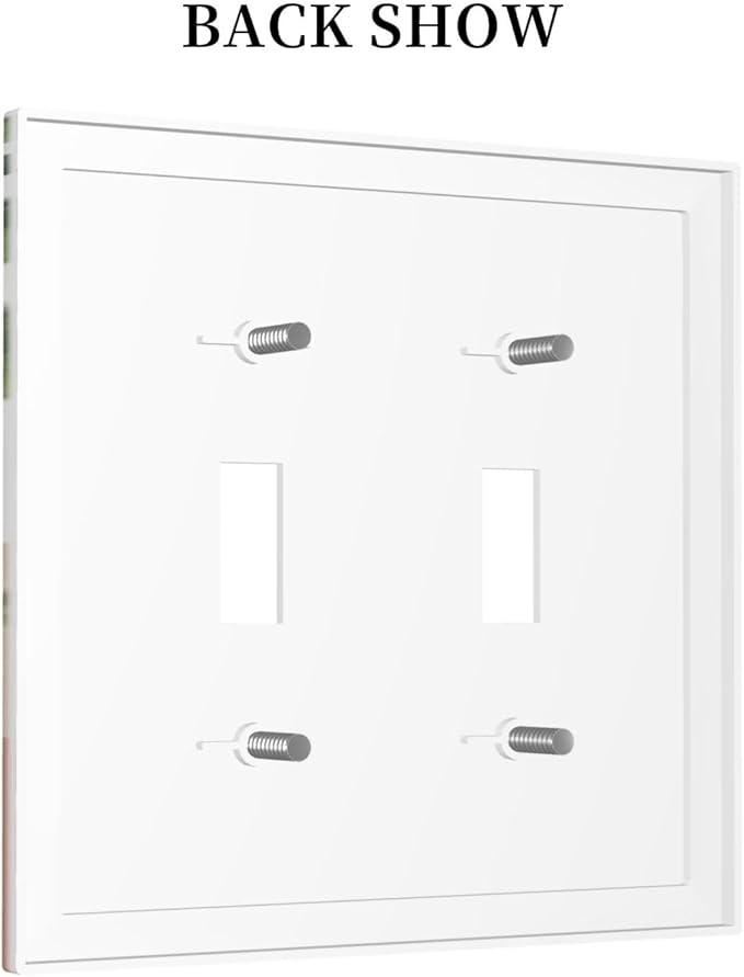 Mid Century Abstract Women Lady Boho Palm Leaf Double Toggle Light Switch Covers Decorative Unique 2 Gang Wall Plate Dual Electrical Faceplate Switchplate for Bathroom Bedroom Living Room Decor