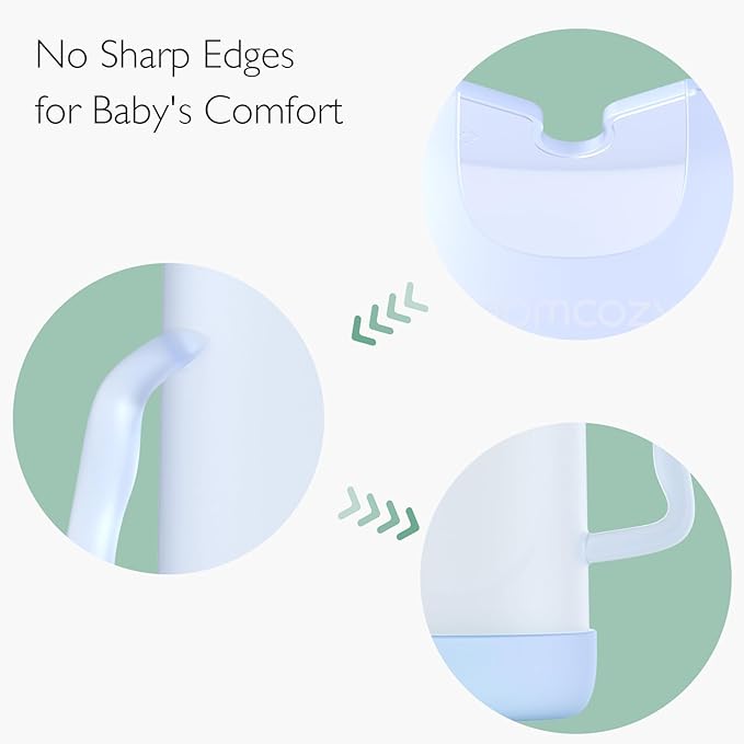 Momcozy Baby Pouch Holder No Squeeze, Baby Food & Juice Box Holder, Mess-Free, Easy Grip for Self-Feeding, BPA-Free & DEHP-Free, Must-Have for Babies, Blue (Pack of 2)
