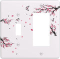 Pink Watercolor Cherry Blossom Flowe Tree Branch Floral Outlet Covers 1 Toggle 1 Rocker Combination Decorative Wall Plate Electrical Switch Plates Light Switch Cover Plate for Bedroom Living Room