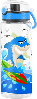Home Tune Cute Water Bottle for School Kids Girls, BPA FREE Tritan & Leak Proof & Easy Clean & Carry Handle, 23oz/ 680ml - Shark