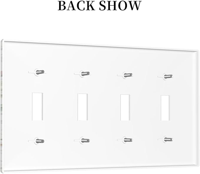 Decorative Light Switch Cover Plate Rustic Red Flower Garden Floral 4 Gang Wall Plates for Electrical Outlets Quad Toggle Switch Plate Covers Outlet Covers Faceplate for Country Home Decor
