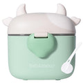 Bebamour Baby Formula Dispenser On The Go, Formula Container to Go, Formula Holder for Travel, Candy Fruit Snack Storage Container with Scoop and Leveller (Light Green Cow)