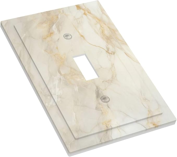 Light Switch Cover Plate Beige Gold Marble Abstraction Morden Art 1 Gang Single Toggle Decorative Switch Plates Wall Plates Electrical Faceplate Socket Covers for Kitchen Bathroom Decor