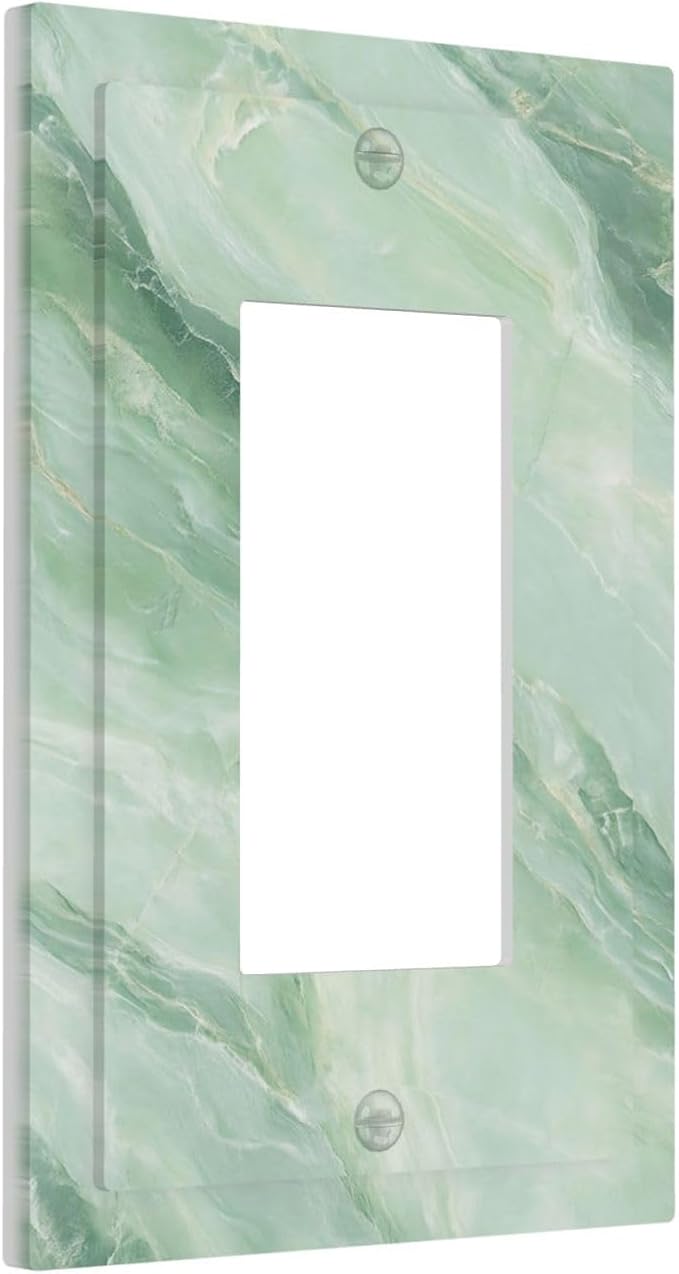 Decorative Outlet Covers Green Marble Pattern 1 Gang Single Rocker Light Switch Cover Plate GFCI Wall Plates Electrical Switch Plate Cover for Home Bedroom Decor