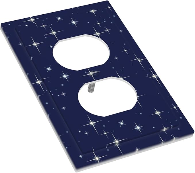 Starry Night Duplex Wall Plate - 1-Gang Standard US Size Celestial Sparkle Outlet Covers, Midnight Galaxy Cosmic Glow for Bedroom & Nursery
