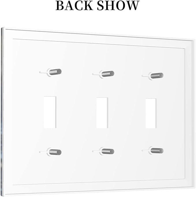 Blue Navy Marble 3 Gang Triple Toggle Light Switch Wall Plate Cover Marble Decorative Electrical Faceplate Teen Kids Boys Navy Blue Gold Abstract Bathroom Home Bedroom Art Panel Decorate 6.7" x 4.8