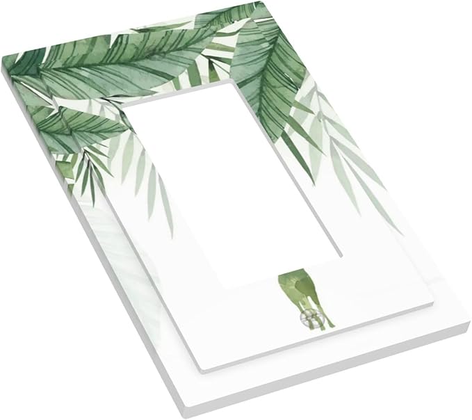Deer Banana Leaves Palm Trees Green Plants Decorative Outlet Covers 1 Gang Single Rocker Light Switch Cover Plate Wall Plates GFCI Faceplate for Bed Room Living Room Decor