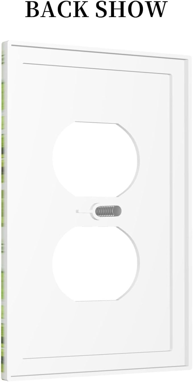 Green Leaves Spring Plant Floral Outlet Covers 1 Gang Duplex Light Switch Cover Decorative Switch Plates Electrical Receptacle Faceplate Wall Plate for Bed Room Living Room Decor