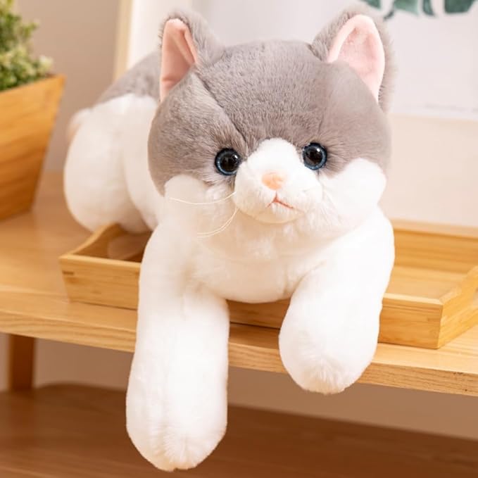 SNOWOLF Microwavable Weighted Stuffed Animals Cat, Heating Pad Plushies Grey Cat, Heated Plush Toy with Himalayan Salt for Warmth & Comfort, Cute Soft Kitten Doll Gift for Boys, Girls, Women, 1.5 LBs