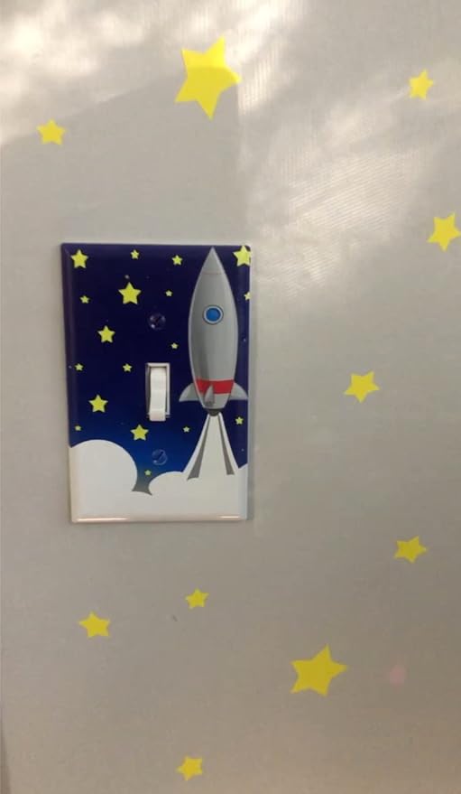Boys Room Light Switch Cover Plate Kids Decorative Nursery Teen Toddler Room Decor Bedroom Bathroom Playroom (Rocket Ship)