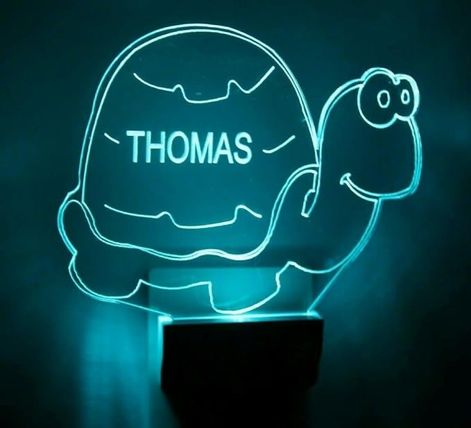 MIRROR MANIA Night Light Multi Color Personalized LED Plug-in, Ultra-Slim Touch Night Light Smart Dusk to Dawn Sensor, Kids Children's Bedroom Kitchen Bathroom Hallway Play Room Variations (Turtle)
