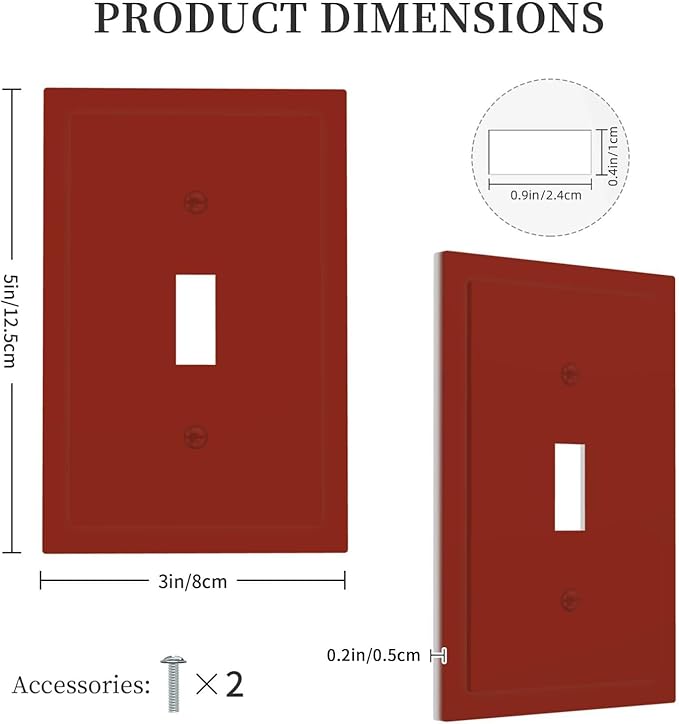 Decorative Solid Maroon Red Toggle 1-Gang Toggle Light Switch Cover, Colored/Color Thick Grape Wine Red Brown Single Electrical Device Switch Face Wall Plate One Gang