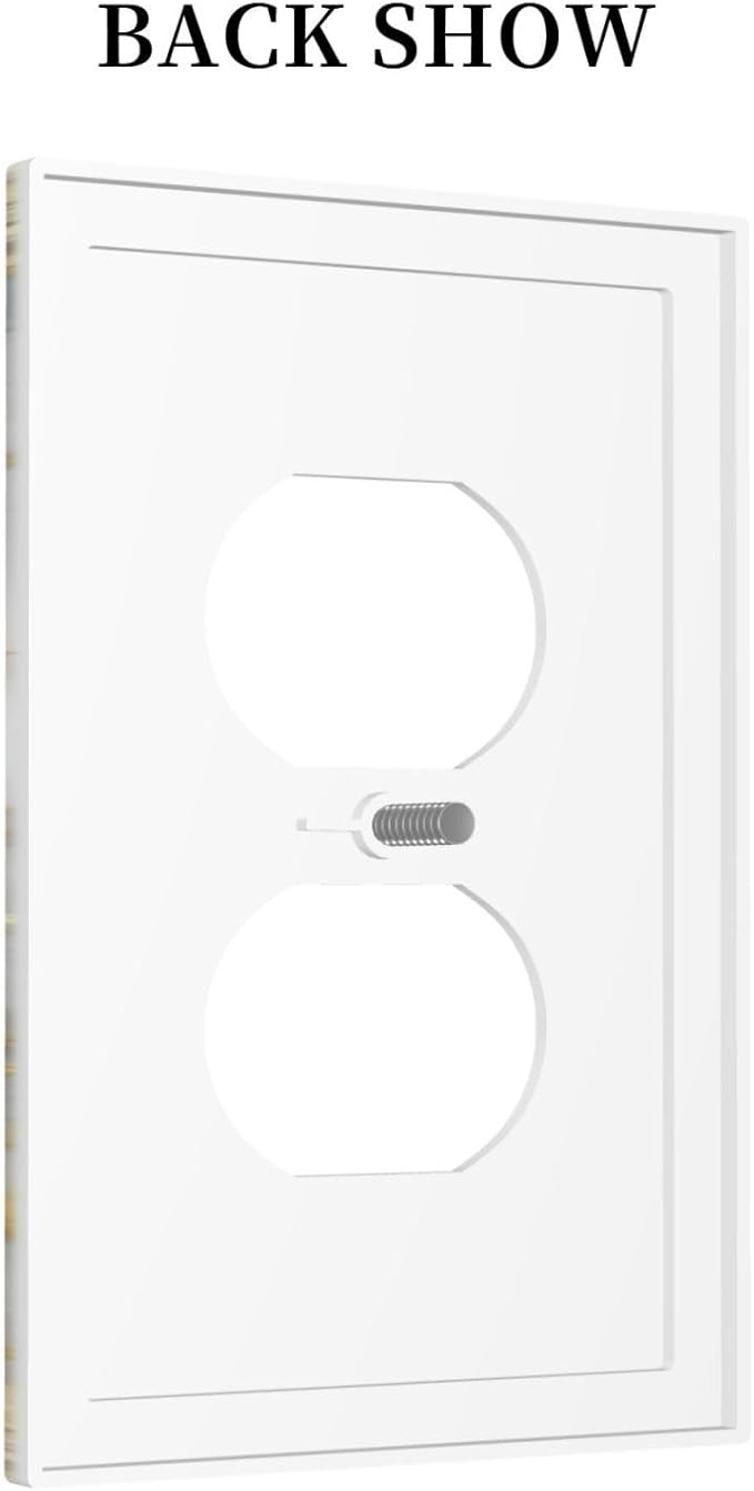 Luxurious White Gold Marble Patterns Abstract Outlet Covers 1 Gang Duplex Light Switch Cover Decorative Switch Plates Electrical Receptacle Faceplate Wall Plate for Bathroom Kitchen Decor