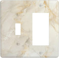 Outlet Covers Beige Gold Marble Abstraction Morden Art 2 Gang Combo Light Switch Cover Plate Toggle Rocker Wallplates Decorative Switch Plates and Outlet Covers for Kitchen Bathroom Decor