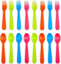 Jawbush 16 Pcs Kids Utensils, Plastic Kids Forks and Spoons, Reusable Toddler Utensils, Durable Flatware Set for Lunch Box, Easy to Use, BPA Free