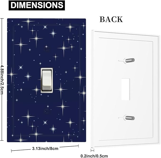 Starry Night 1-Gang Toggle Light Switch Plate, Celestial Sparkle Midnight Galaxy Cosmic Glow Decorative Wall Plate for Bedroom & Nursery