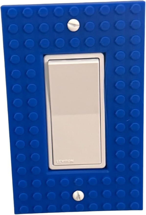 Brick Wall Plate, Rocker Toggle Light Switch Cover for Kids Bedroom, Game Room, 1-Gang (Blue)