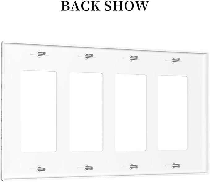 Grey and White Gold Marble 4 Gang Light Switch Cover Quad Rocker Decora Wall Plate Decorative Electrical Outlet Switchplate Modern Abstract Marble Gfci Faceplate for Kitchen Bathroom Decor