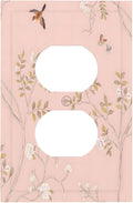 Pink Background Flowers Bird Butterflies Floral Outlet Covers 1 Gang Duplex Light Switch Cover Decorative Switch Plates Electrical Receptacle Faceplate Wall Plate for Bedroom Living Room Decor