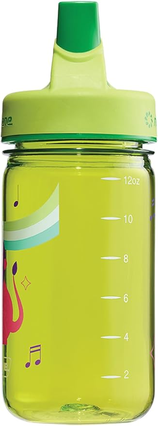 Nalgene Kids Sustain Grip-N-Gulp Water Bottles Made with Material Derived from 50% Plastic Waste, Leak Proof Sippy Cup, Durable, BPA and BPS Free, Dishwasher Safe, Reusable, 12 Ounces, Orange Volcano
