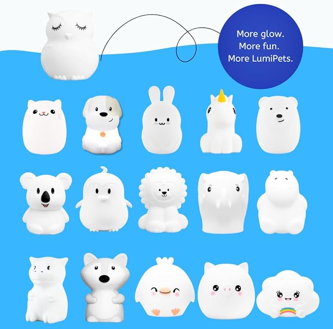 Lumipets Remote Control Silicone Night Light for Kids - Owl Design with 9 Soft Colors & Sleep Timer - Rechargeable, Battery-Operated Lamp for Bedroom | Baby Nursery, Toddler, Girls, Boys