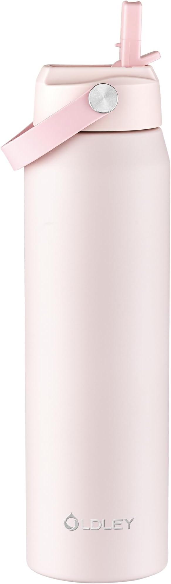 Oldley 32oz Insulated Water Bottle with Straw, Stainless Steel Water Bottle for Sports, Travel, School, BPA-Free Sports Bottles for Adult Kids, Leak-Proof, Pink