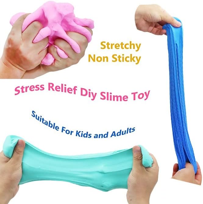 Jumbo Butter Slime Kit for Girls Ages 8-12 -49 Pcs-20 Colorful Slimes Including 15 Butter Slime & 5 Crystal Slimes, Charms Kit & More Accessories - Non Toxic, Non Sticky Slime for Kids - Sensory Toys