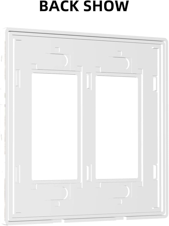 White Grey Wood 2 Gang Double Rocker/Decor Light Switch Cover Decorative Outlet Wall Plate Electrical Faceplate Home Bedroom Art Panel Decor Screwless 4.7" x 4.6