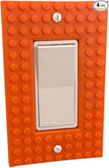Brick Wall Plate, Rocker Toggle Light Switch Cover for Kids Bedroom, Game Room, 1-Gang (Orange)