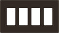 ENERLITES Screwless Decorator Wall Plates Child Safe Outlet Covers, Gloss Finish, Medium Size 4-Gang 4.88" H x 8.58” L, Unbreakable Polycarbonate Thermoplastic, SI8834M-BR, Brown