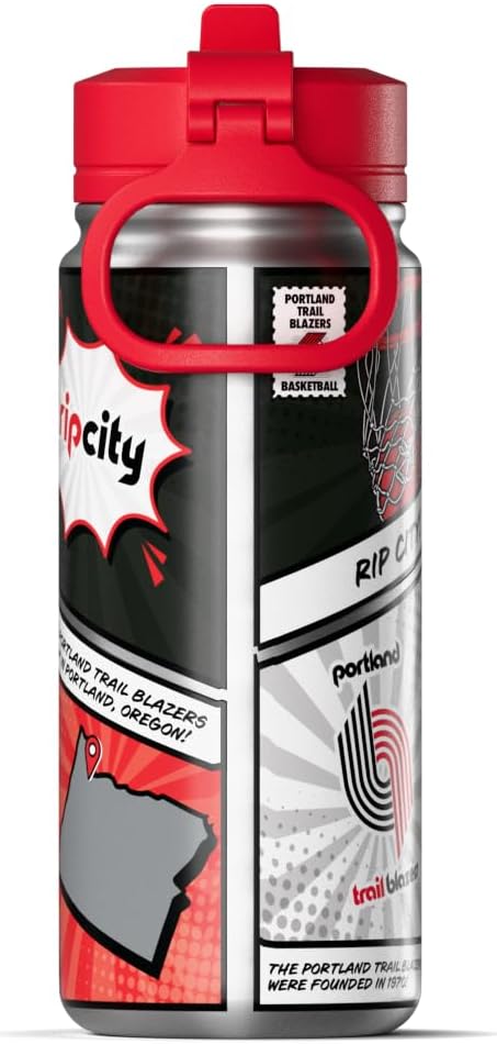 Hydrapeak x NBA Portland Trail Blazers 20 oz Stainless Steel Water Bottle, Officially Licensed Double Wall Insulated Sports Bottle with Straw Lid, Reusable Leakproof Gift for Kids & Adults