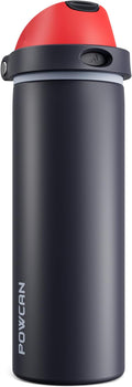 POWCAN 24 oz Stainless Steel Water Bottle: 2-in-1 Push-Button Spout & Quick-Flip Straw, Leakproof, Cold 24Hrs, Fits Car Cup Holder, Insulated Vacuum Flask for Sports, Trip, School Gift (Storm Hammer)